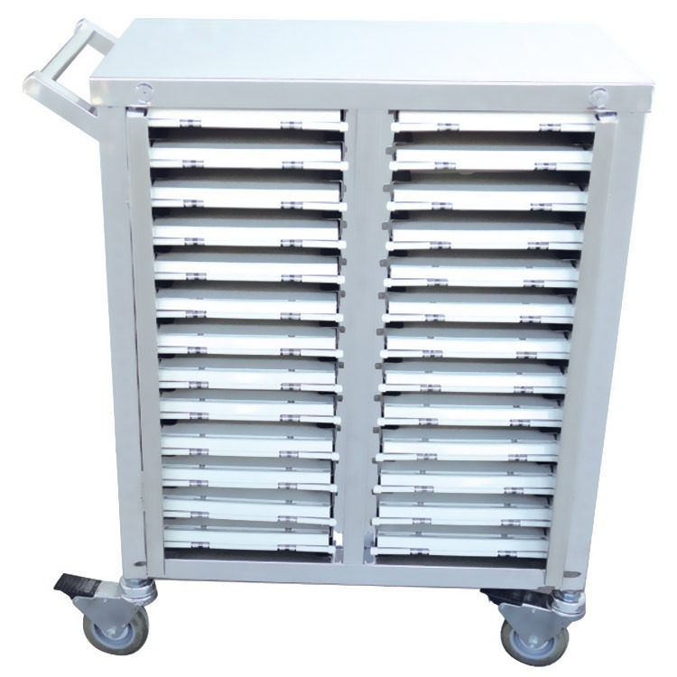 华瑞 不锈钢双列病历夹车 B383 Ⅴ型 743×373×789