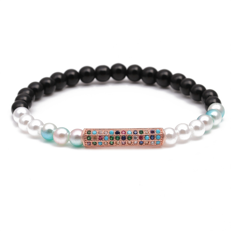 El Comercio exterior transfronterizo europeo y americano colorido circón codo pulsera de cuentas de piedra esmerilada de piedra de ojo de tigre DIY pulsera de cuentas