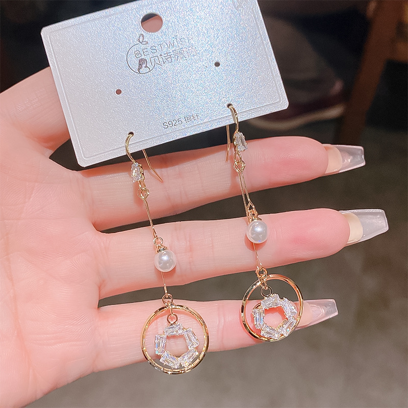 Sophisticated asymmetrical universal elegant earrings with zircon…