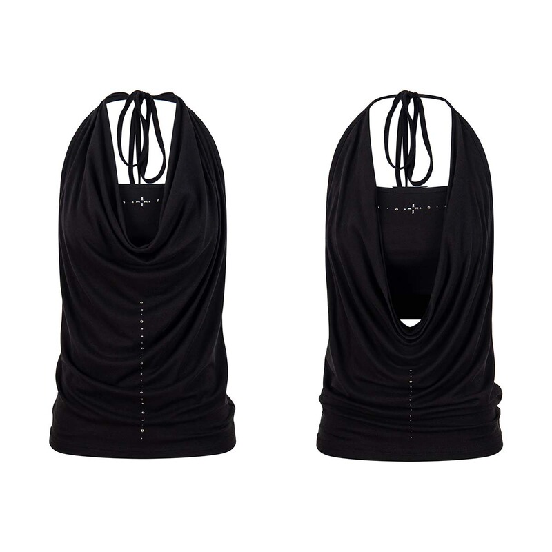 Unbdns Spicy Girl Black Halter Neck Tank Top for Women, Summer High-End Style, Pure Desire, Slim Fit, Trendy Tube Top