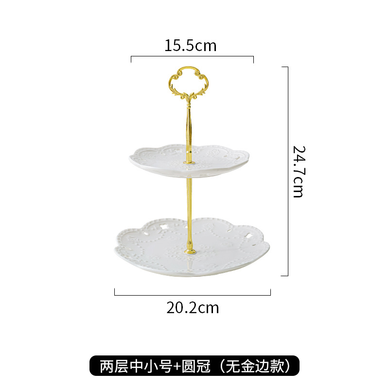 Luz de lujo cerámica de doble capa plato de aperitivos hogar sala de estar mesa de café pastel mesa de postre merienda creativa fruta seca plato de decoración de frutas