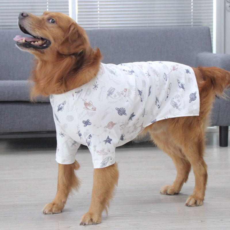Golden Labrador Large Dog Pet Clothes Summer Thin Cute Korean Style Dog Short-sleeved Cotton T-shirt