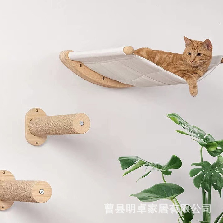 단단한 나무 벽걸이 고양이 등반 랙 벽걸이 고양이 카페 거실 장식 등반 사다리 고양이 둥지 통합 고양이 점프 플랫폼 고양이 등반 기둥