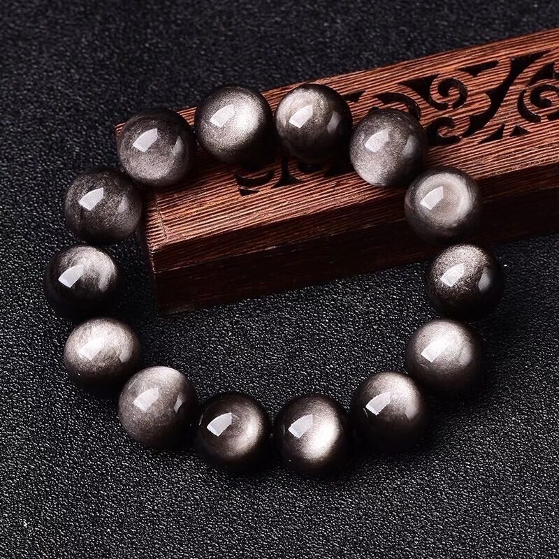Natural Double-Eyed Obsidian Bracelet, High-Quality Collection Single-Circle Bracelet for Men and Women, Fashionable, Light, Luxurious, Simple Plain Beads Natural Double-Eyed Obsidian Bracelet, High-Quality Collection Single-Circle Bracelet for Men and Women, Fashionable, Light, Luxurious, Simple Plain Beads