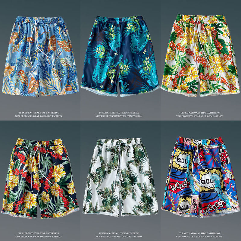 Hawaii Casual Shorts Men's Hong Kong-style Loose All-match Flower Shorts Beach Vacation All-match Fashionable Couples Pants