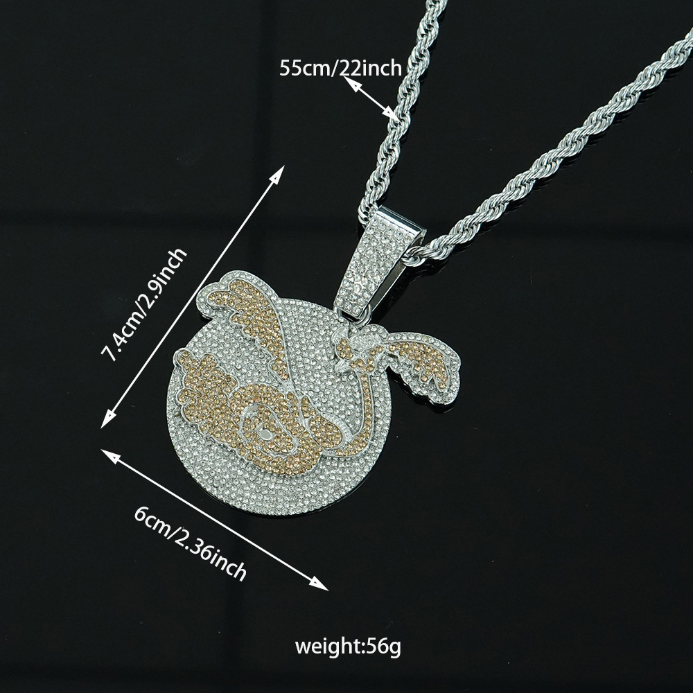 Nuevo colgante de flamenco de diamantes de aleación de joyería de hip-hop para hombre, colgante de collar de hiphop de marca de moda callejera europea y americana