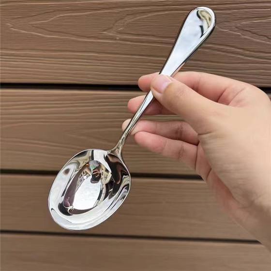 Stainless Steel Big Head Spoon Thickened Soup Spoon High Color Value Deepened Big Spoon Home Spoon Hotel Buffet Food Spoon