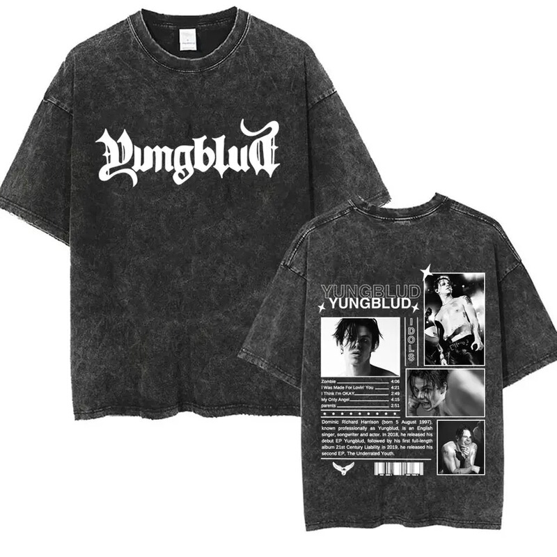 Idol Men and Women 2025 T-Shirt Washed Tour Rock Yungblud Men's Fashion Cotton Short Sleeve Hip Hop Retro Special