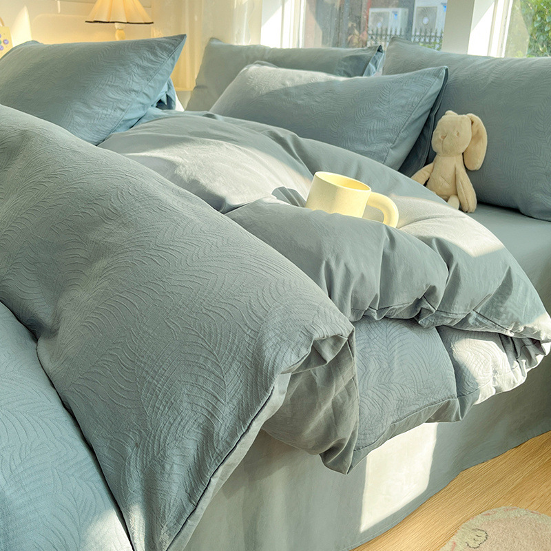 Cama de algodón Cat Man Juego de cuatro piezas de hilo de tres capas de algodón puro 2024 nuevo juego de ropa de cama de tres piezas de ropa de cama de edredón de alta calidad