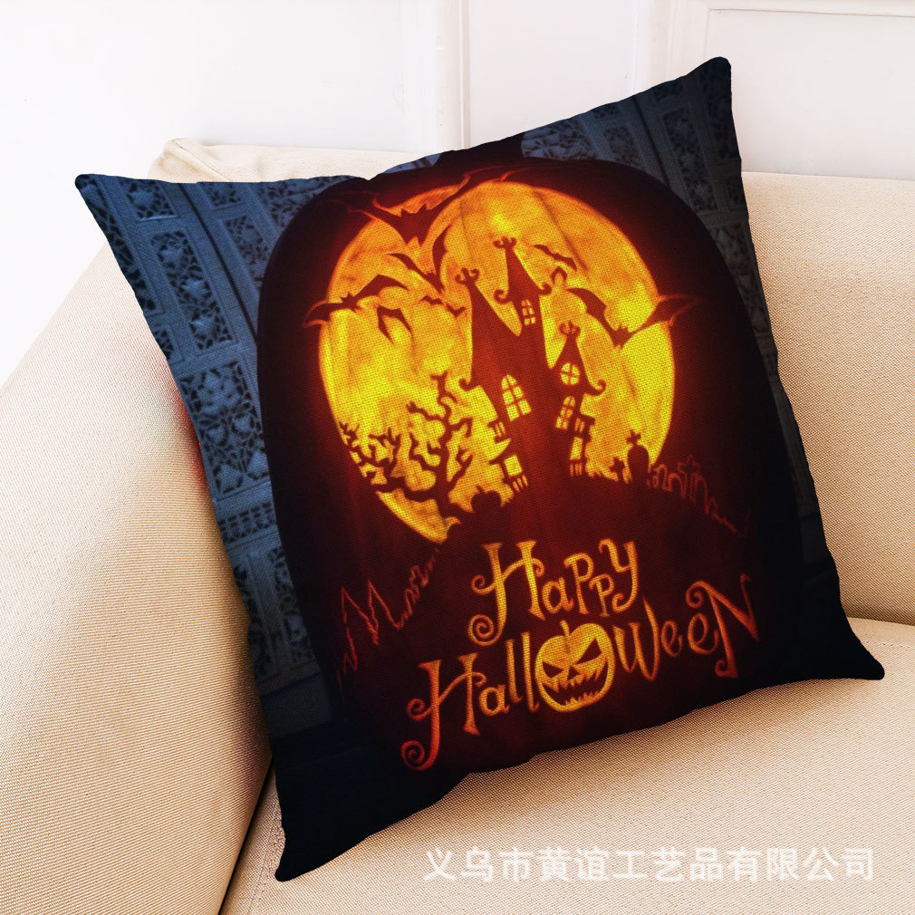 亞馬遜跨境新款萬圣節(jié)系列家居棉麻抱枕套汽車抱枕沙發(fā)抱枕靠墊
