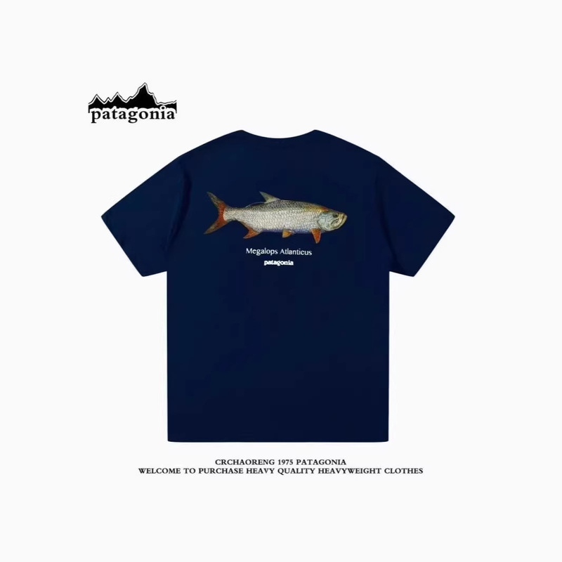 Patagonia American-Style Outdoor Sports Men's and Women's Summer Casual Short-Sleeve Trendy Classic Patagonia T-Shirt Crew Neck Top