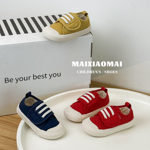 Maixiaomai Kidsren's Canvas Shoes 2025 Autum New Korean Style Kidsren's Soft-Soled Casual Shoes Baby Toddler Shoes
