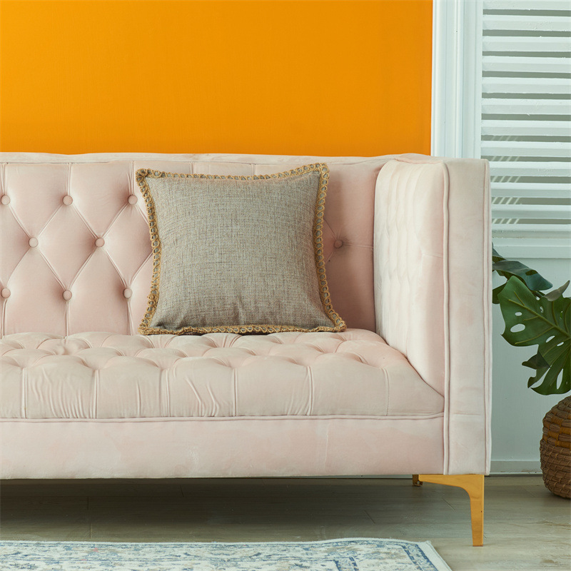 Housse de coussin de canapé décorative tissée en lin de couleur unie simple de style nordique nouvelle taie d'oreiller de décoration pour la maison_voghion.com