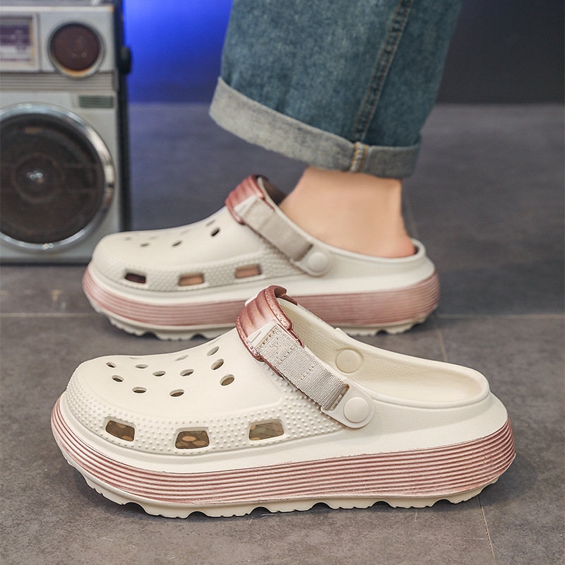 Zapatos con agujeros de suela gruesa transfronteriza modelos de pareja zapatos de playa de suela blanda con sensación de mierda para llevar sandalias y zapatillas para llevar zapatos de hombre ligeros y transpirables