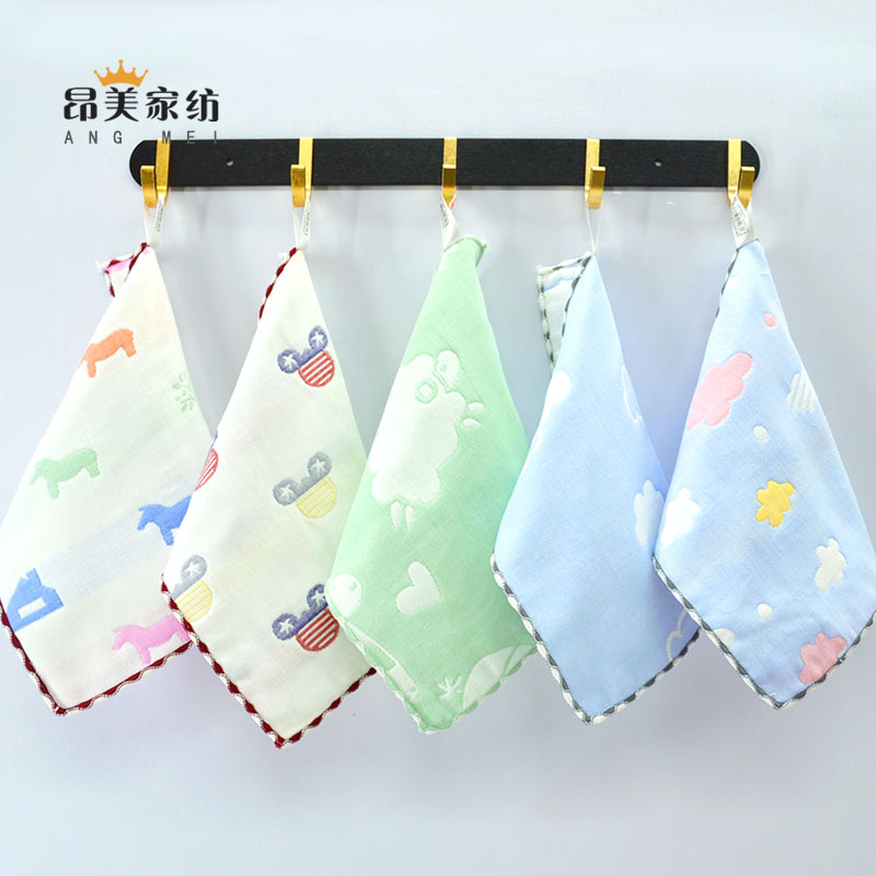 P66D Kindergarten 6-Layer Gauze Children's Small Towel Wash Face Soft Square Towel Baby Hand Wipe Slipper Towel