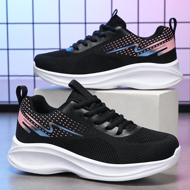 Shoes for Women 2026 Summer New Style Lightweight Casual Thick-Soled Sports Shoes Comfortable Fly-Knit Mesh Breathable Women's Running Shoes