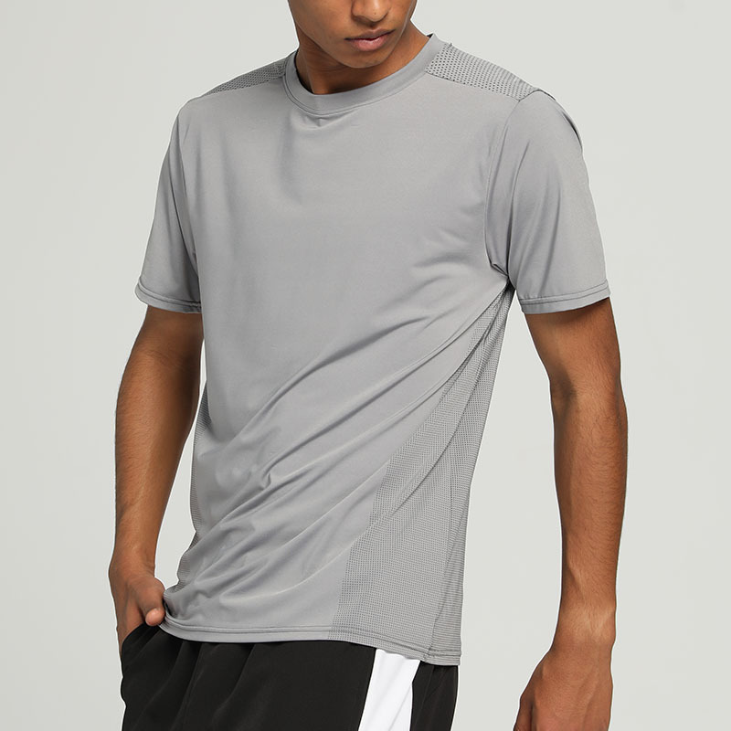 Transfronterizo de nylon de secado rápido camiseta de los hombres sueltos corriendo ropa de secado rápido cuello redondo sudor-absorbente transpirable fitness deportes de manga corta verano