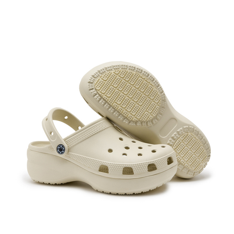 Jdov Clogs for Outer Wear, Non-Slip Ins Trbottomy, Thick Soles, New Beach Shoes, Fashionable High-Heeled Toe Slippers