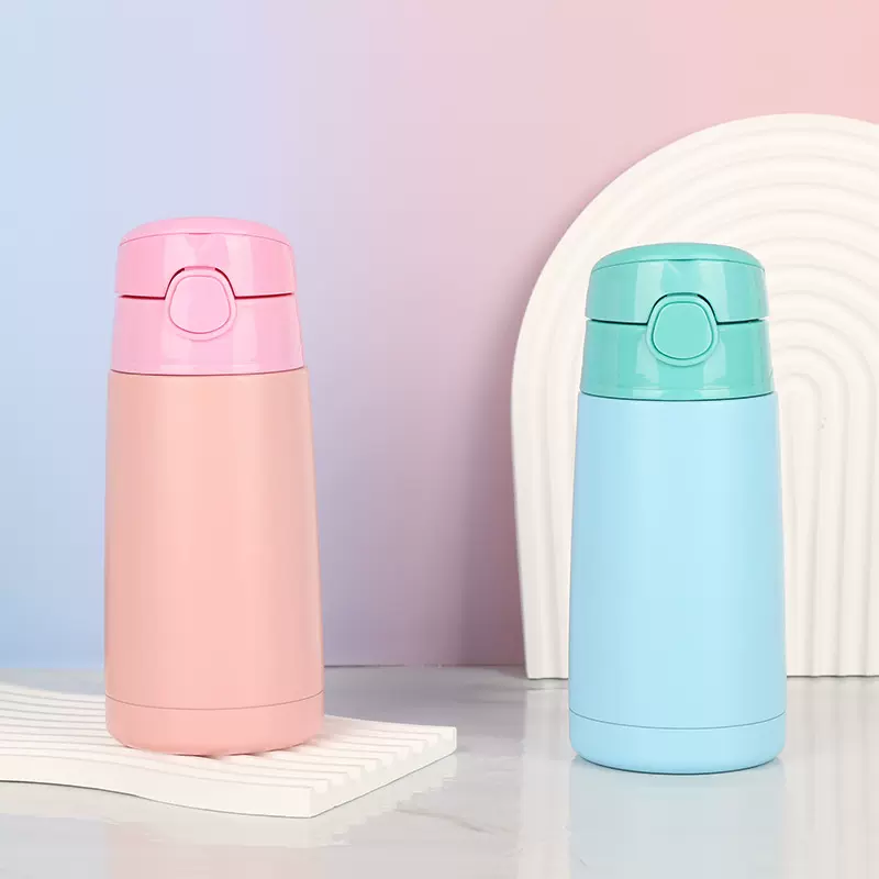 高颜值新款不锈钢迷你豌豆杯双层真空便携弹跳保温杯户外随身杯