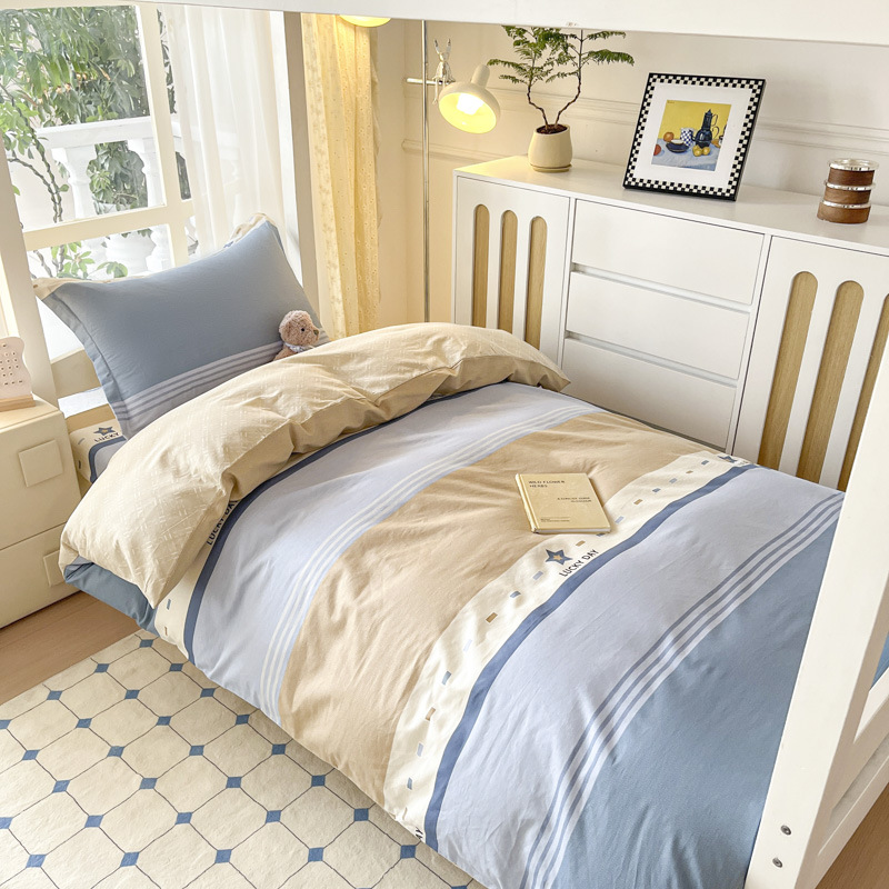 Ropa de cama de tres piezas de algodón para dormitorio de estudiantes universitarios, ropa de cama de algodón, funda de edredón, colchón de seis piezas, bolso de check-in