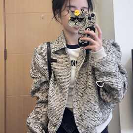 小香风短款外套女春秋2023新款设计感小众复古港风chic棒球服
