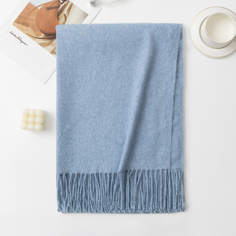 Bufanda ancha de cachemir para mujer, estilo chal de invierno de alta calidad, color liso con bordado floral, cálida para dama