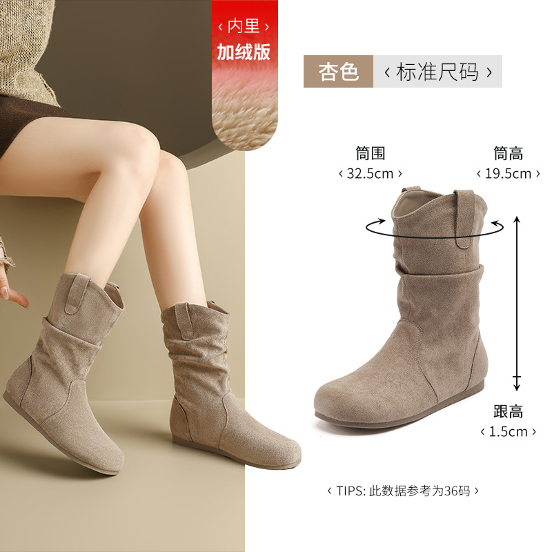 Botas de montaje de leones antiguas para mujeres 2025 nuevas botas de invierno Meirard pliegue Bocken no más altas que la rodilla
