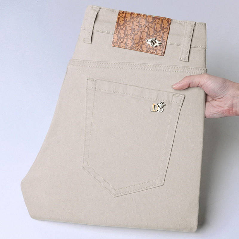 Dior Light Business European Casual Pants Men's Lyocell Washed khaki Slim-Fit Small Straight Pants Four Seasons