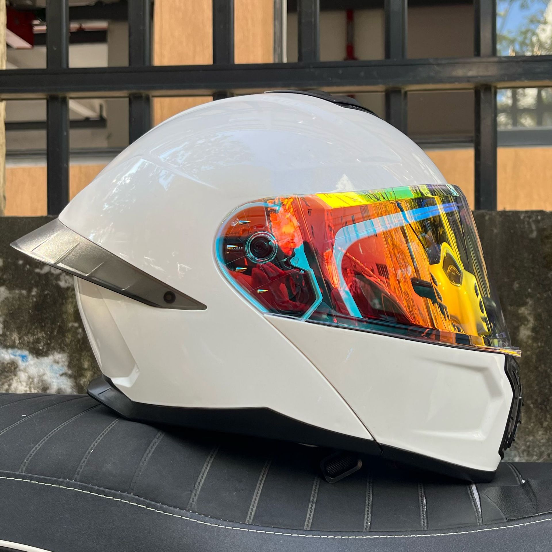 Casco de Motocicleta Orz con Certificación DOT para Hombre y Mujer, Casco Abierto con Visera Doble, Spoiler de Invierno, Cobertura Media, Azul para Todas las Estaciones.