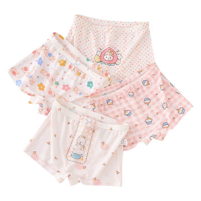 Girls' Modal Boxer Briefs Children's Four-Corner Girls' Shorts for Big Kids and Little Girls Ice Silk Summer Thin