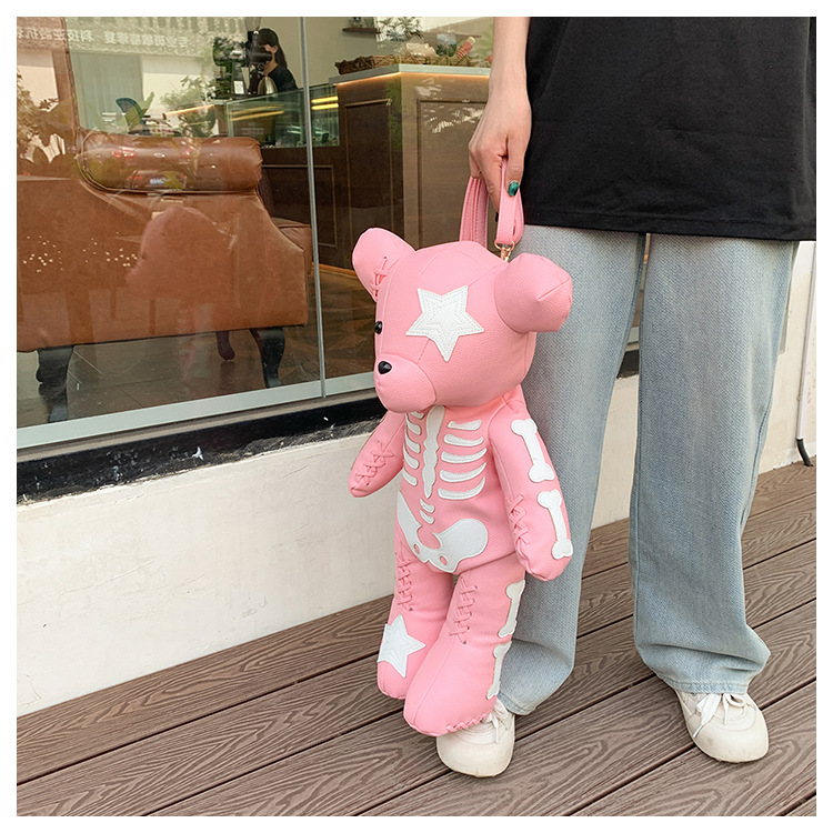 1350g Weight Nylon Lining Material Zipper Closure Type Double Shoulder Straps Strap Type Fashion Backpack Bags Type Casual, Travel Occasion Pu Leather Material Waterproof Function Women's Backpack Backpack Bear, Solid Color Pattern All Seasons Season Women's Gender Streetwear Style Oval Shape Medium Size Waterproof Bear Solid Color Casual Travel Women's Backpack 8