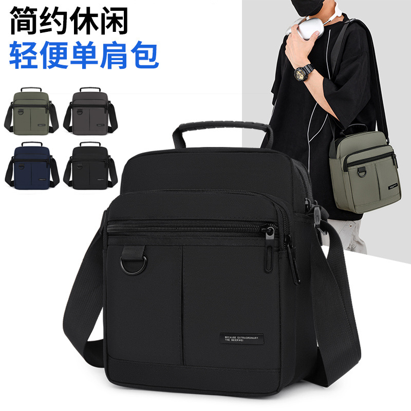 New Men's Multi-compartment Shoulder Crossbody Handbag Large Capacity Korean Casual Bag Water-repellent Scratch-resistant Cross-border