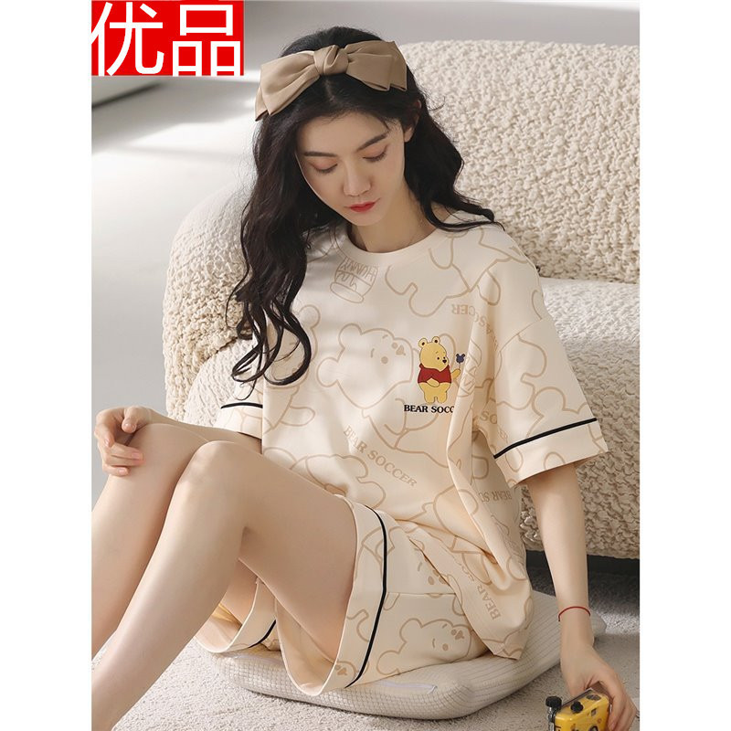 Pajamas with Breast Pads for Women Summer 100% Pure Cotton 2026 New Style Women's Short-Sleeved Thin Home Clothes Summer