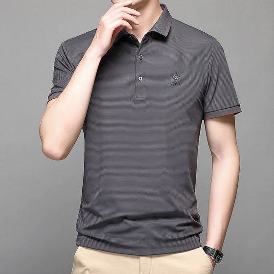 Middle-aged men's father's summer cool feeling new breathable casual short sleeve T-shirt Polo top 50 years old 60 men's clothing