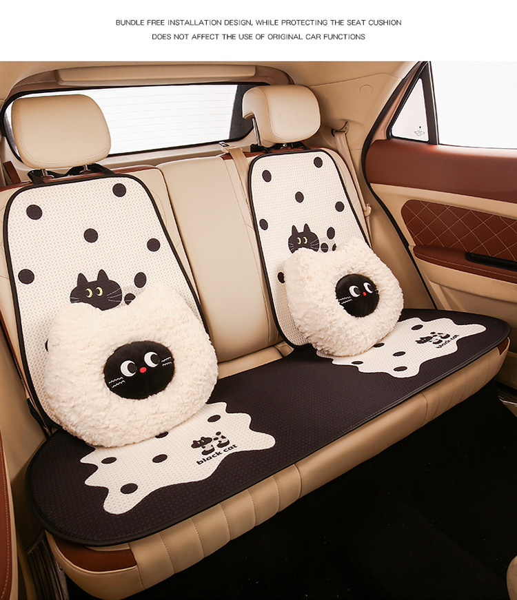 Car Cushion Four Seasons Universal Breathable Summer Cartoon Small Man Waist Main Driver Women's Half Bag Seat Cushion Cover Seat Cushion Ventilated