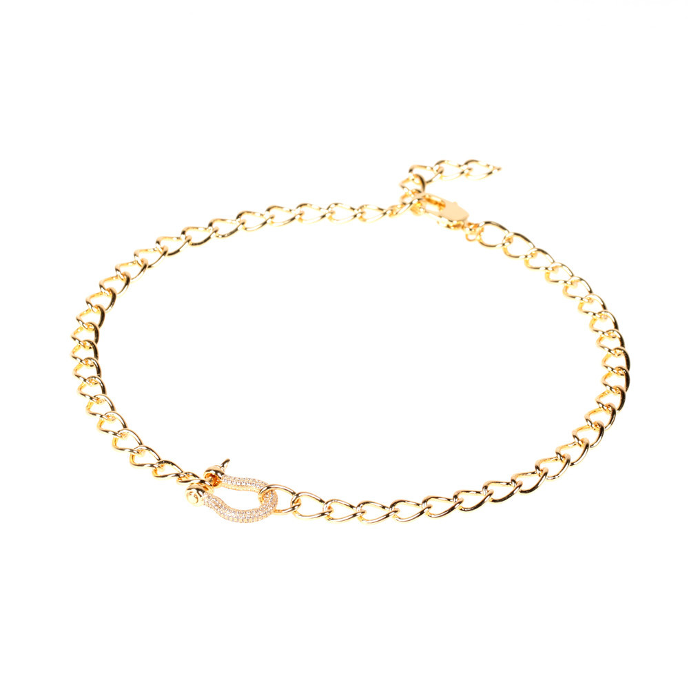 Fashion Diamond Clavicle Chain U-shaped Necklace Bracelet Set display picture 3