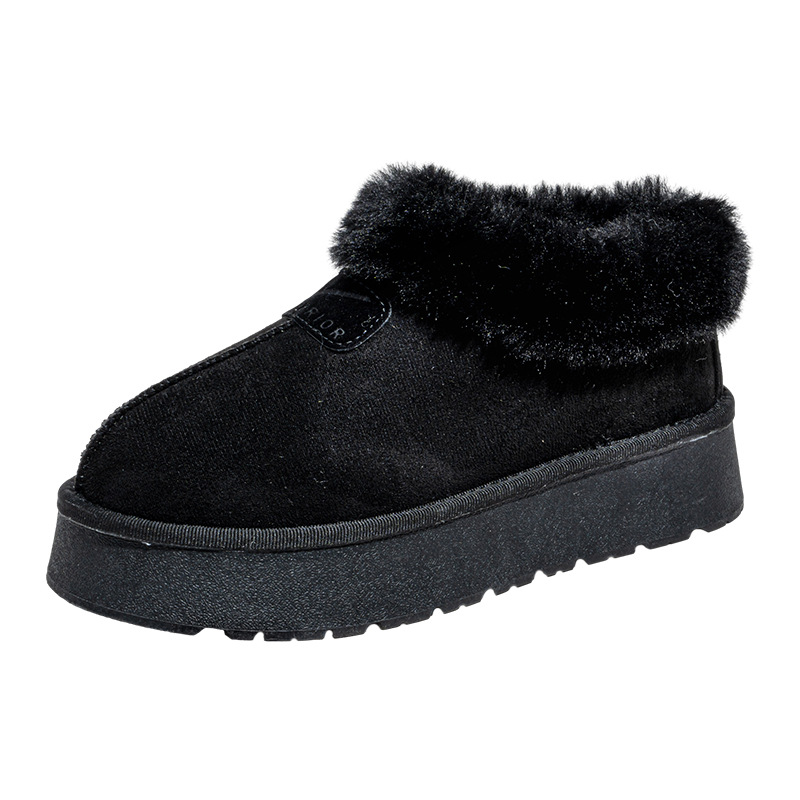 Huili nuevo invierno botas de nieve de peluche de tubo corto, cómodas zapatos de algodón con base de muffin, zapatos casuales de moda de suela gruesa para mujeres