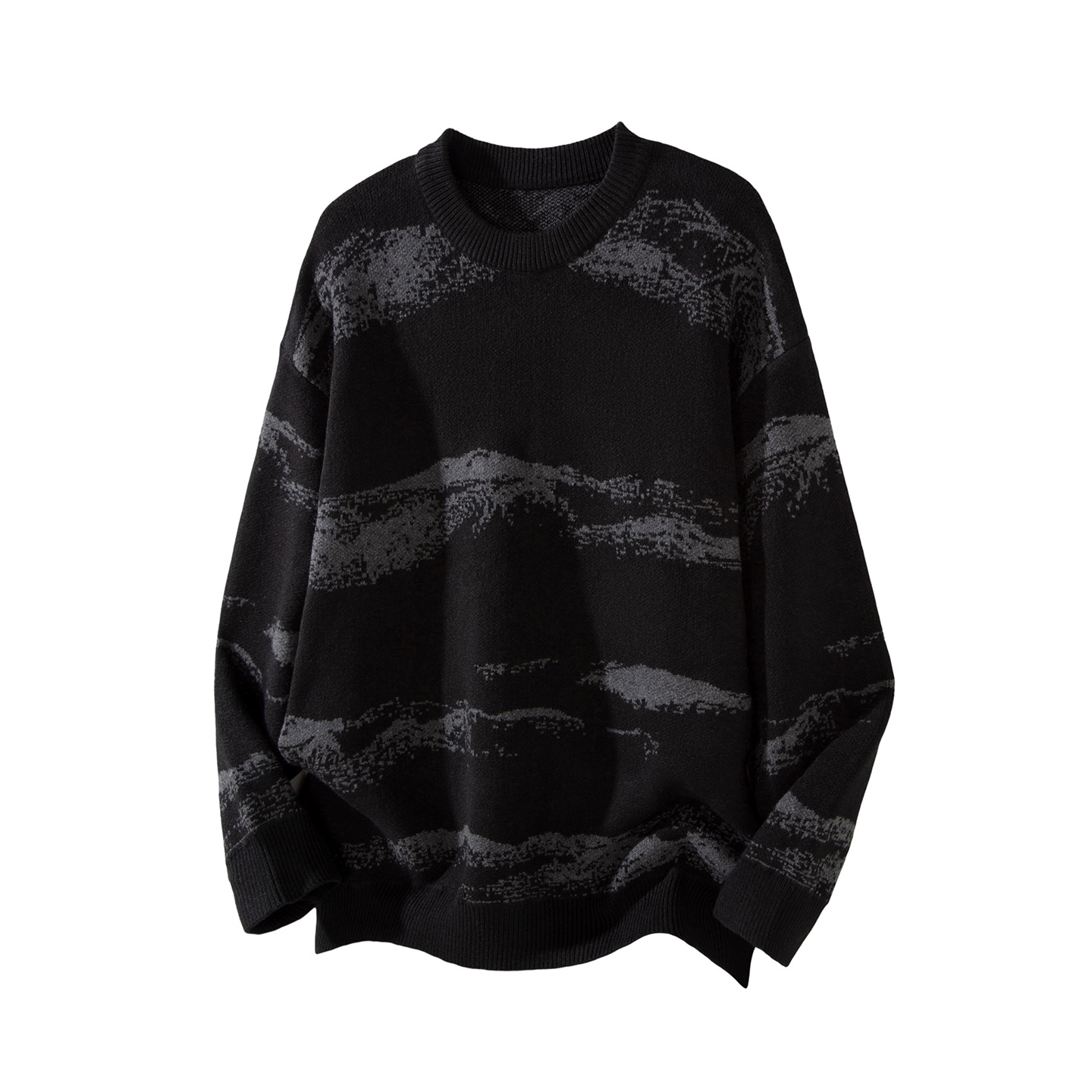 Autumn Winter New Round Neck Pullover Jacquard Knit Men Loose Fit Versatile Casual Sweater Price Control 13_voghion.com