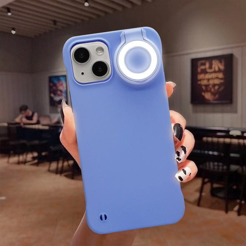 YX iPhone17対応 補光ライト付きスマホケース リングライト 自撮り 美肌 LEDライト Apple 15用スマホ保護ケース|undefined