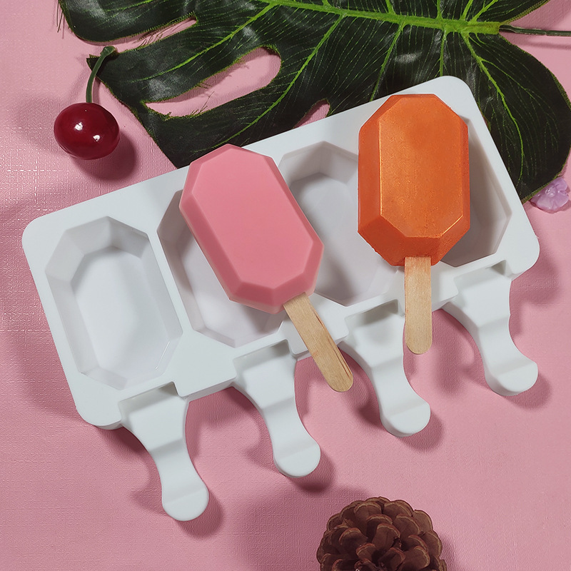 Sanxin nuevo modelo de helado de silicona de 4 líneas DIY octogonal helado helado molde de hielo de grado alimenticio