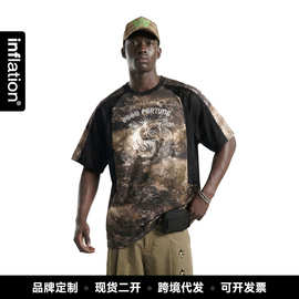 捷展男装|网格拼接玄学球服26春夏新品美式街头运动数码印短袖T恤