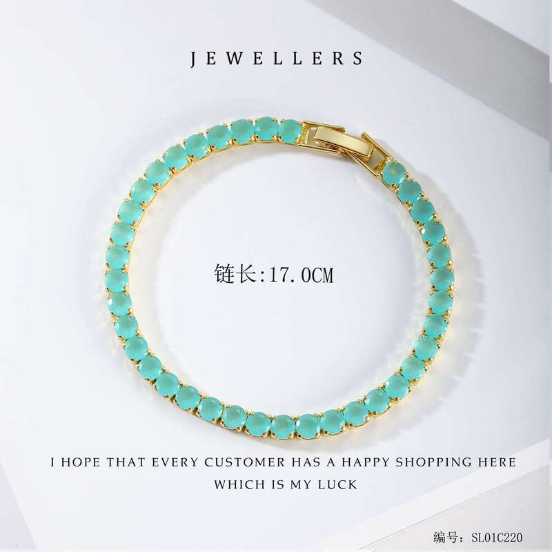 Copper Gold Plated Zircon Gem Full Diamond Niche Simple Joker Light Luxury Elegant Fashion Round Bracelet Factory Outlet