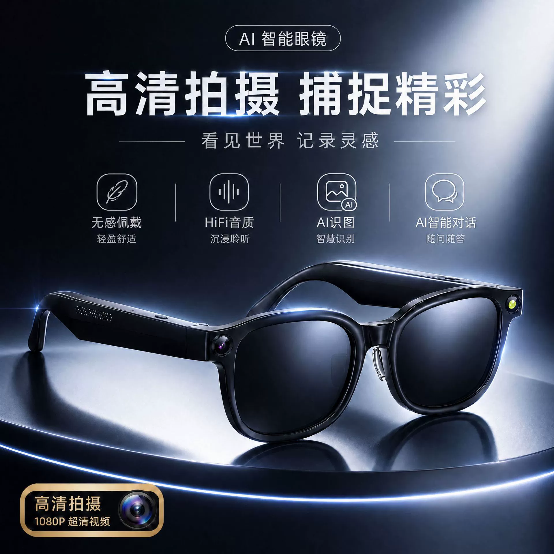 Новый тип умных очков с камерой AI, съемка, Bluetooth, перевод, AR-очки, камера AI, глаза AI, очки AI