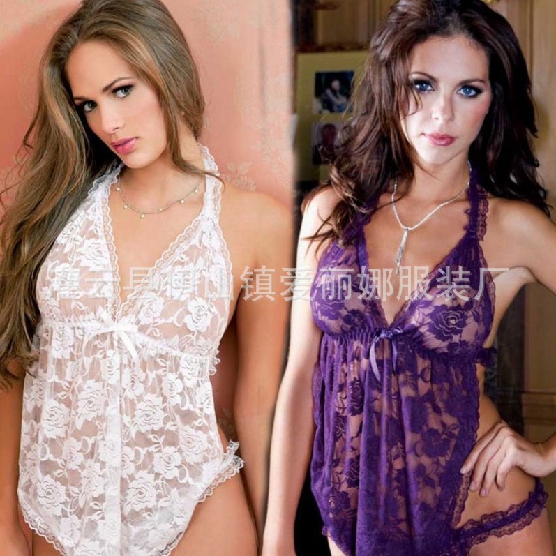 Plus Size Vintage Lace Bellyband Lingerie, Backless Sheer Hollow Design, Light Purple — detail image 9
