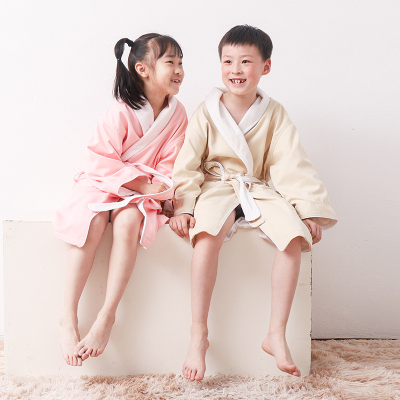 Lu Suyoupin Autumn and Winter Children's Bathrobe Nightgown Absorbent Easy to Dry Warm Middle and Big Children Men and Women Swimming Home