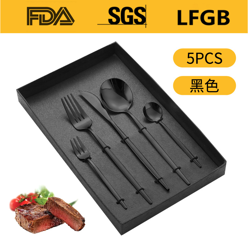 Portugal cuatro piezas principales caja de regalo comida occidental cuchillo, tenedor y cuchara traje Amazon vajilla de acero inoxidable 4/5 piezas traje