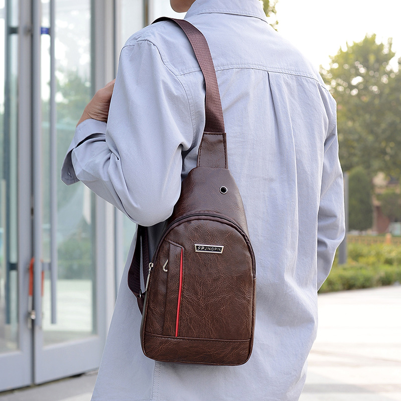 2023 transfronteriza nuevos hombres ocasionales al por mayor bolsa de hombro deportes al aire libre pecho bolsa de mensajero de viaje de negocios de la PU de los hombres