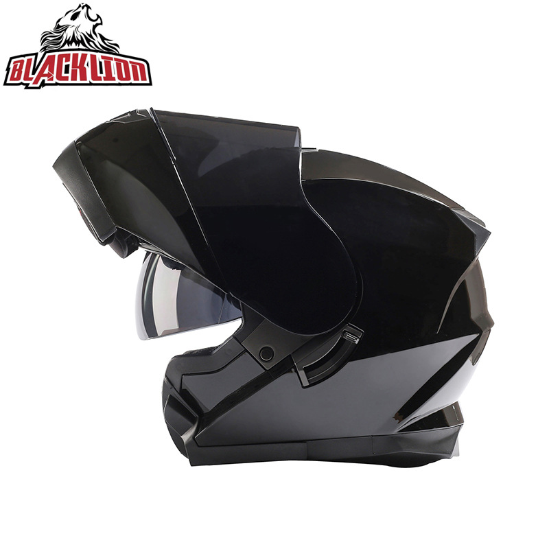 Motosiklet kaskı (dəbilqə) — Universal Breathable Full Helmet - gloss-black-tea-visor-m57-58