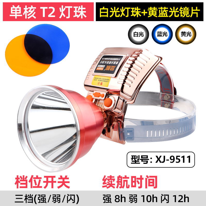 Cañón láser Luz de pesca nocturna Faros de alta potencia Luz fuerte Carga al aire libre Ultra brillante Linterna de largo alcance Lámpara de minero de batería de litio