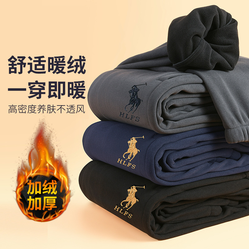 Paul Casual Pants Men's Straight Loose Jogger Sports Casual Sweatpants New Winter Fleece Thickened Men's Long Pants